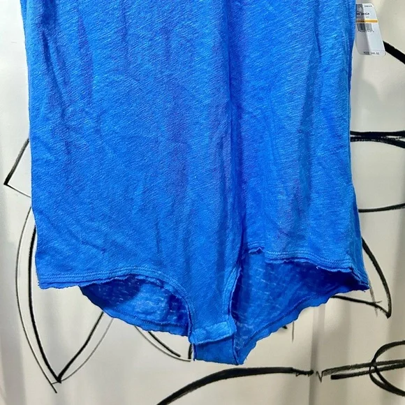 Free People Cotton-Linen Blend Bodysuit, Royal Blue Women’s Size Small, NWT - Picture 4 of 7